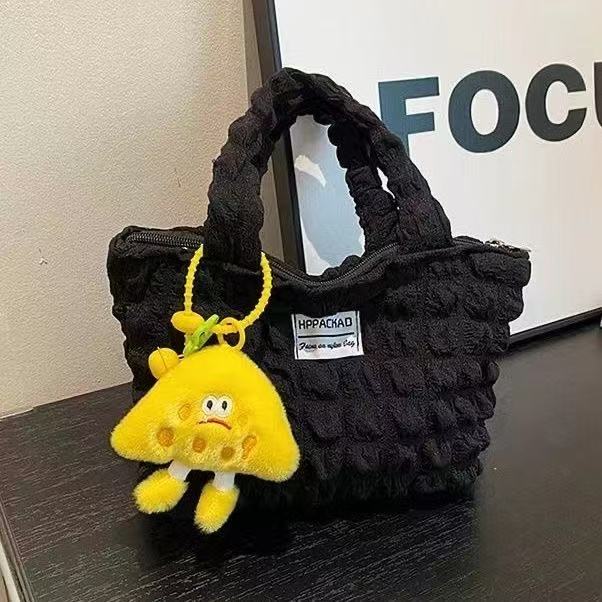 MLM Studio : Trendy Bucket Bags in Multiple Colors : Braided Handles & Fluffy Accents!