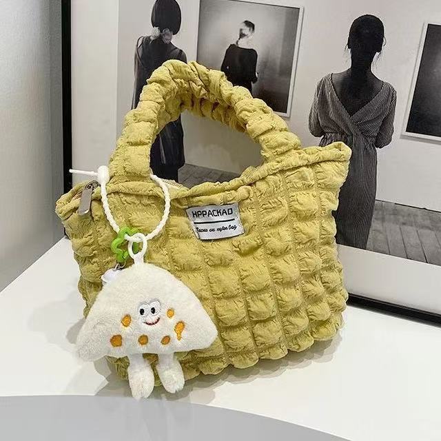 MLM Studio : Trendy Bucket Bags in Multiple Colors : Braided Handles & Fluffy Accents!
