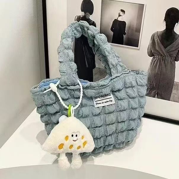 MLM Studio : Trendy Bucket Bags in Multiple Colors : Braided Handles & Fluffy Accents!